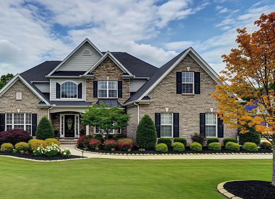 A landscaped residence illustrating the area's housing styles